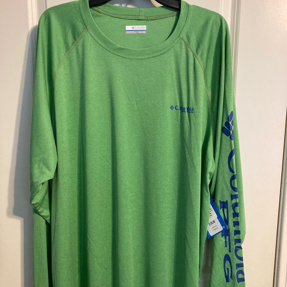NWT COLUMBIA L/S Shirt Green Heather, Fishing Shirt XXL
